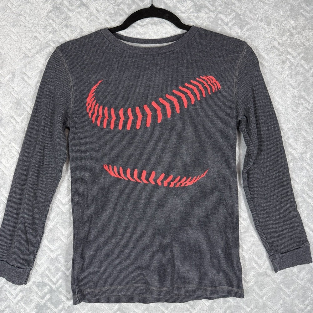 Old Navy Long Sleeve Baseball Shirt Boys Youth Large (10/12) Waffle Knit